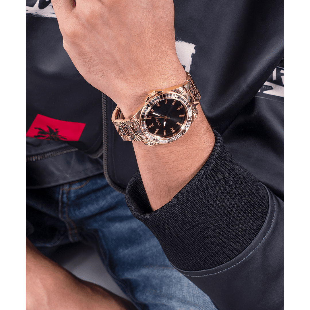 GUESS Mens Gold Tone Analog Watch