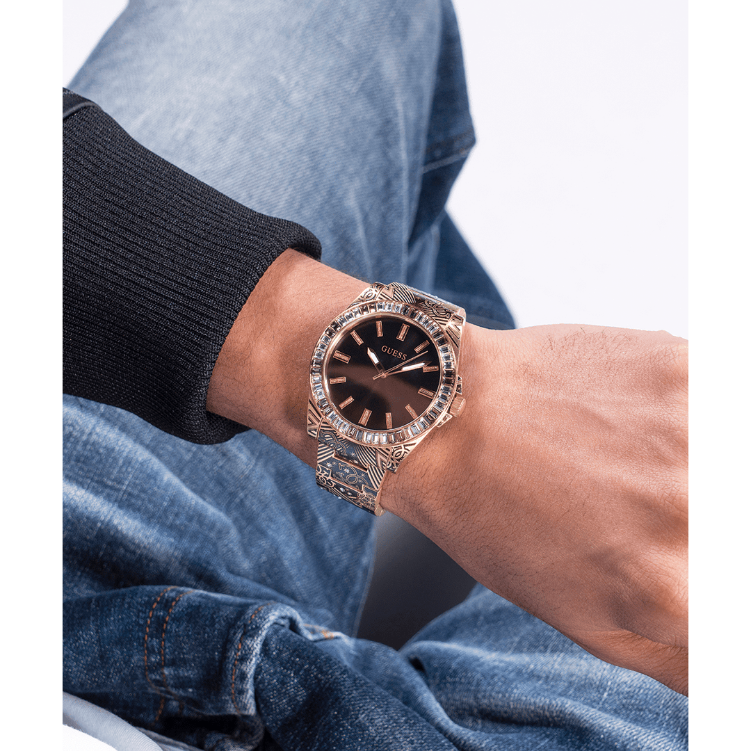 GUESS Mens Gold Tone Analog Watch