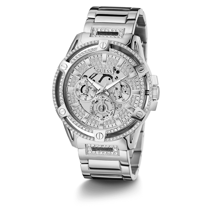 GUESS Mens Silver Tone Multi-Function Watch