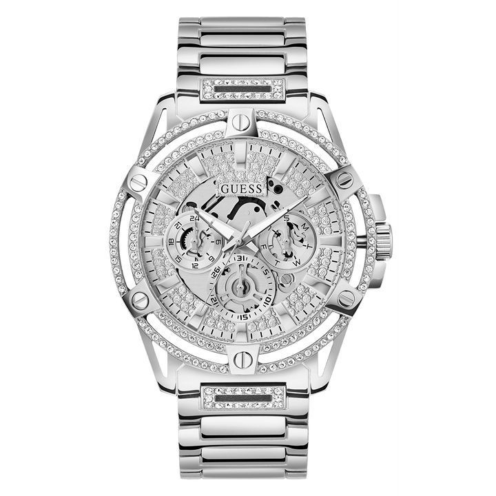 GUESS Mens Silver Tone Multi-Function Watch
