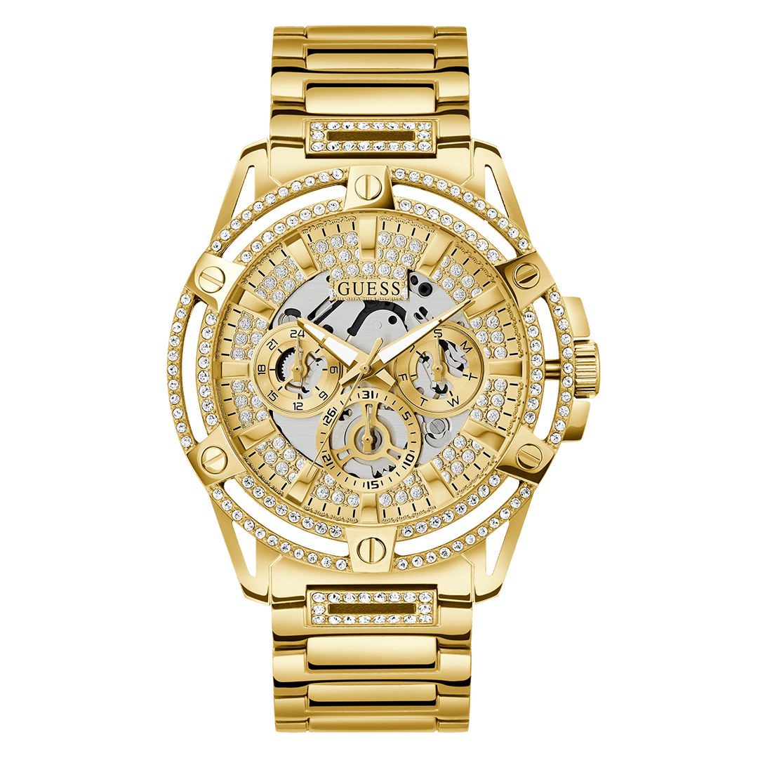 GUESS Mens Gold Tone Multi-Function Watch