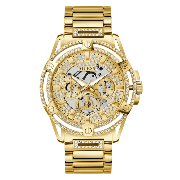 GUESS Mens Gold Tone Multi-Function Watch