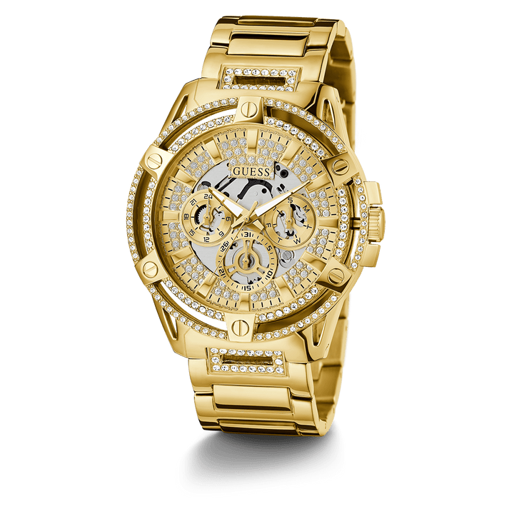 GUESS Mens Gold Tone Multi-Function Watch