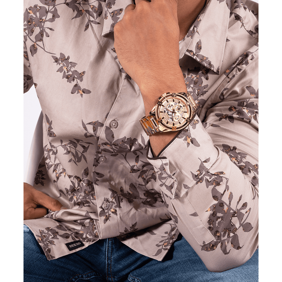 GUESS Mens Gold Tone Multi-Function Watch