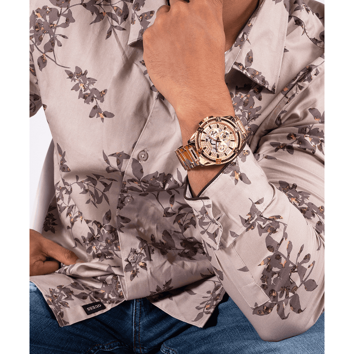 GUESS Mens Gold Tone Multi-Function Watch