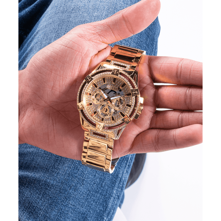 GUESS Mens Gold Tone Multi-Function Watch