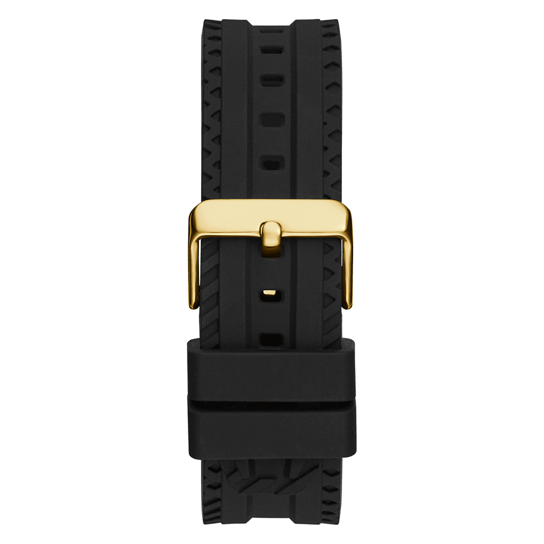 GUESS Mens Black Gold Tone Multi-Function Watch