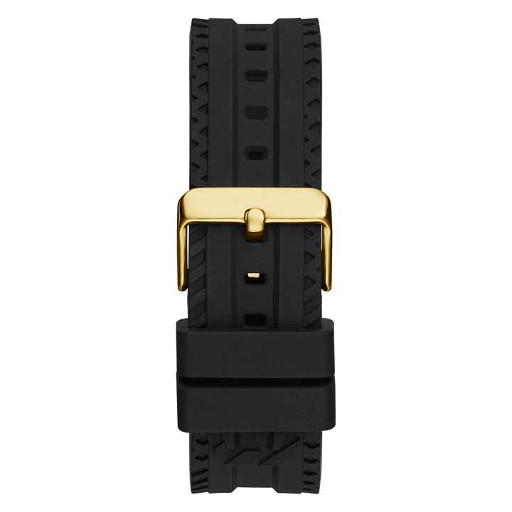 GUESS Mens Black Gold Tone Multi-Function Watch
