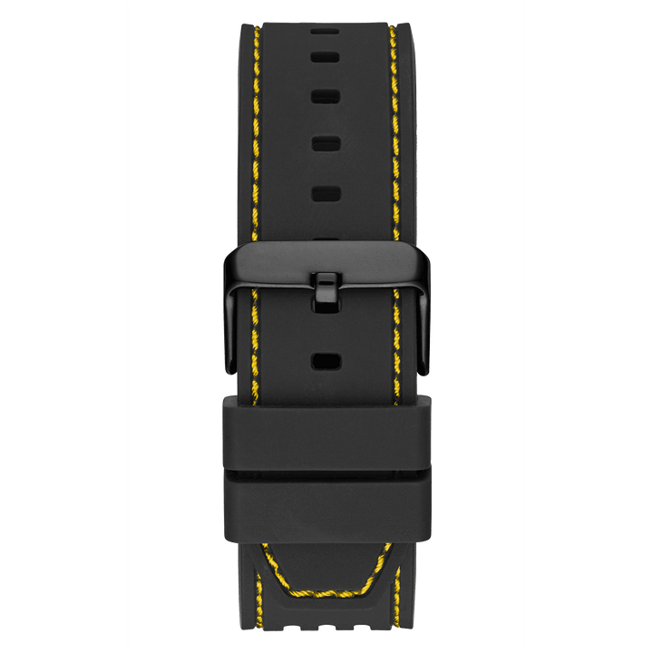 GUESS Mens Black Yellow Multi-Function Watch