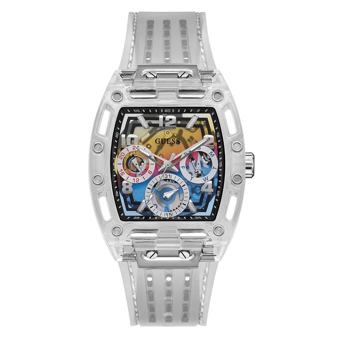 GUESS Mens Clear Multi-Function Watch
