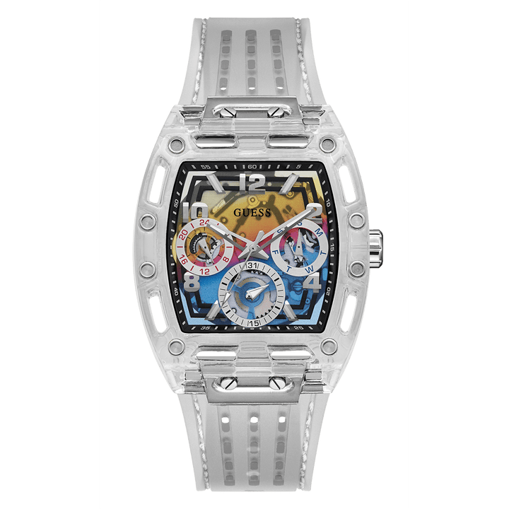 GUESS Mens Clear Multi-Function Watch