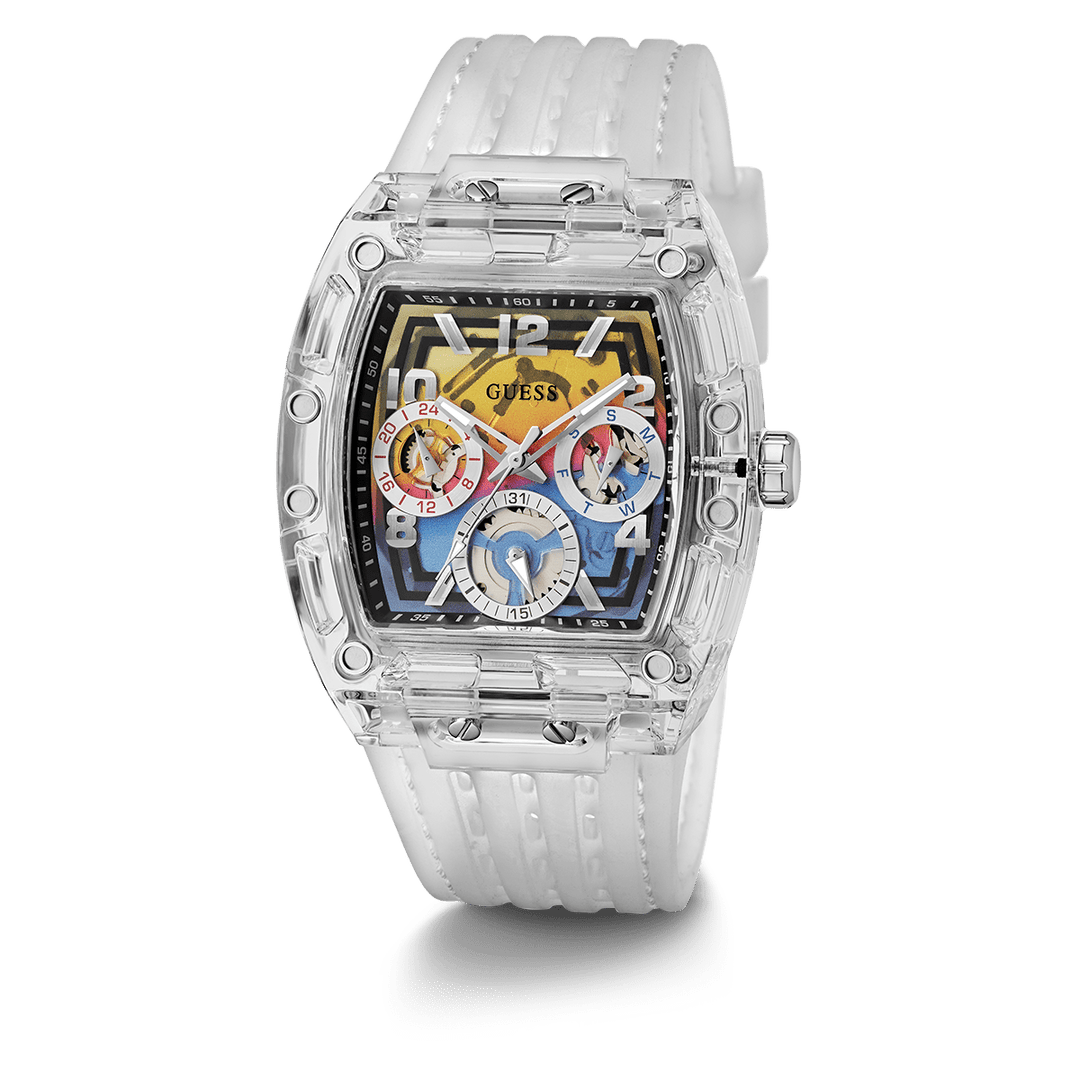 GUESS Mens Clear Multi-Function Watch