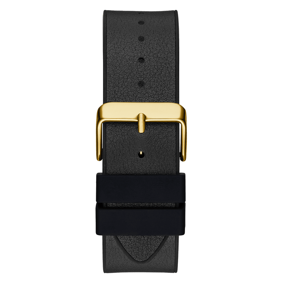 GUESS Mens Black Gold Tone Multi-Function Watch