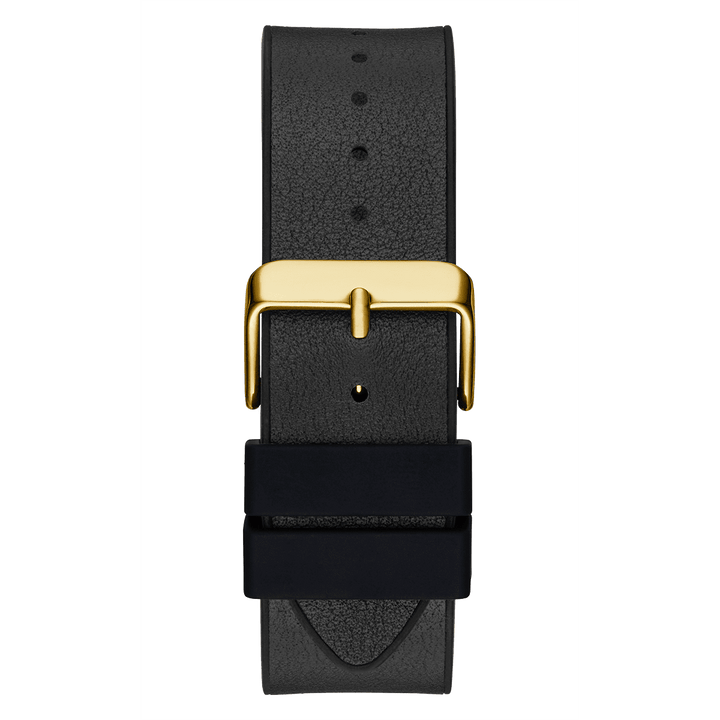 GUESS Mens Black Gold Tone Multi-Function Watch
