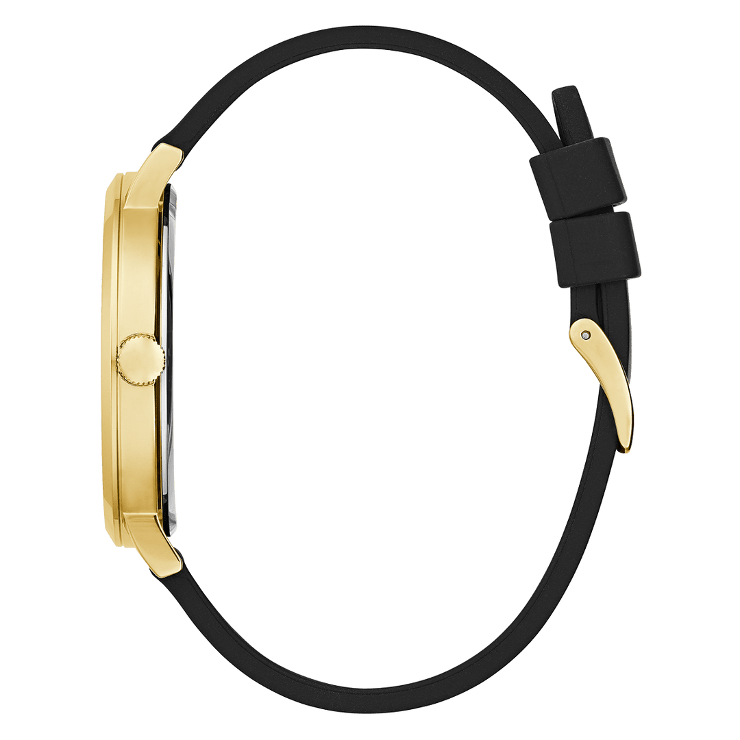 GUESS Mens Black Gold Tone Analog Watch