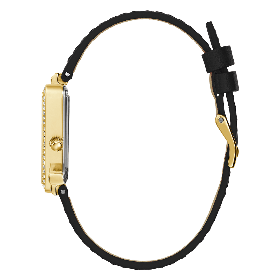 GUESS Ladies Black Gold Tone Analog Watch