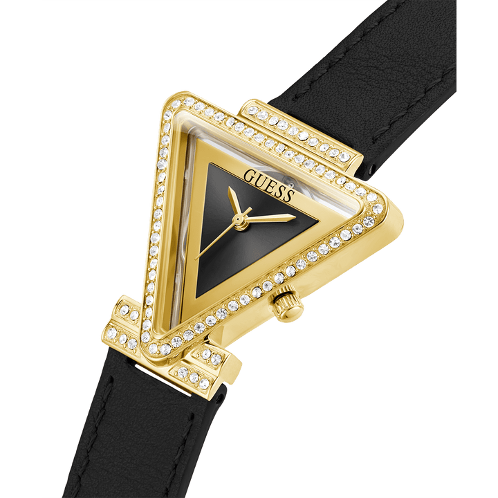 GUESS Ladies Black Gold Tone Analog Watch