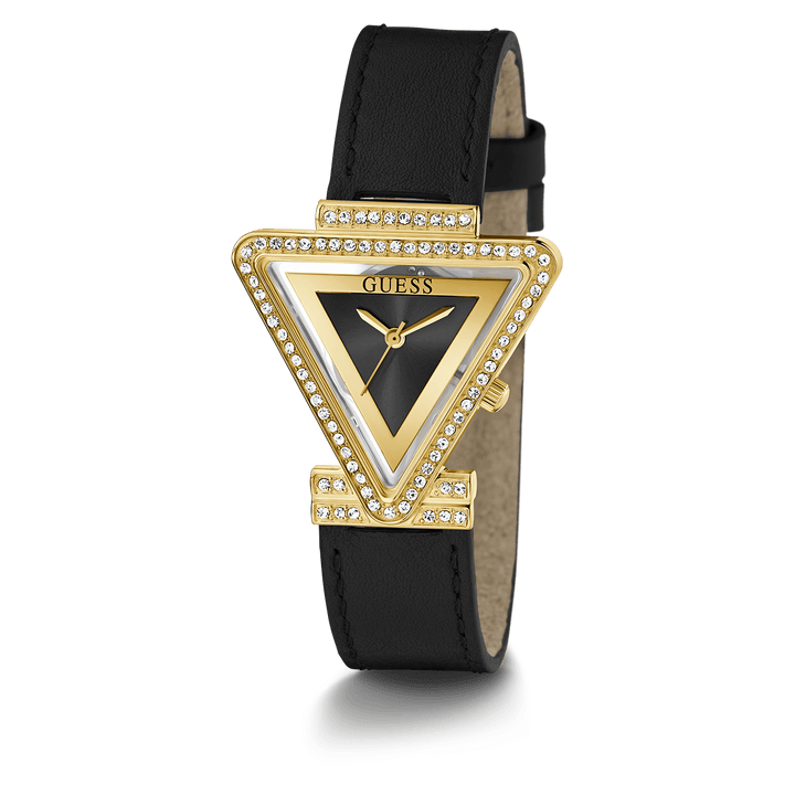 GUESS Ladies Black Gold Tone Analog Watch