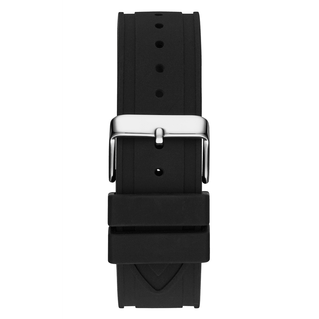 GUESS Mens Black Silver Tone Multi-Function Watch