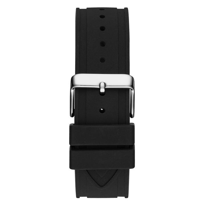 GUESS Mens Black Silver Tone Multi-Function Watch