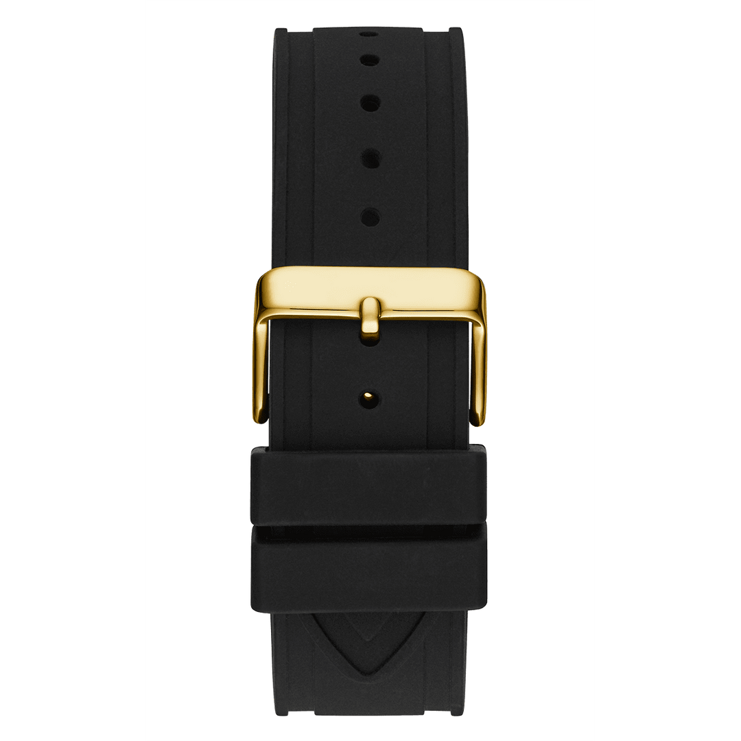 GUESS Mens Black Gold Tone Multi-Function Watch