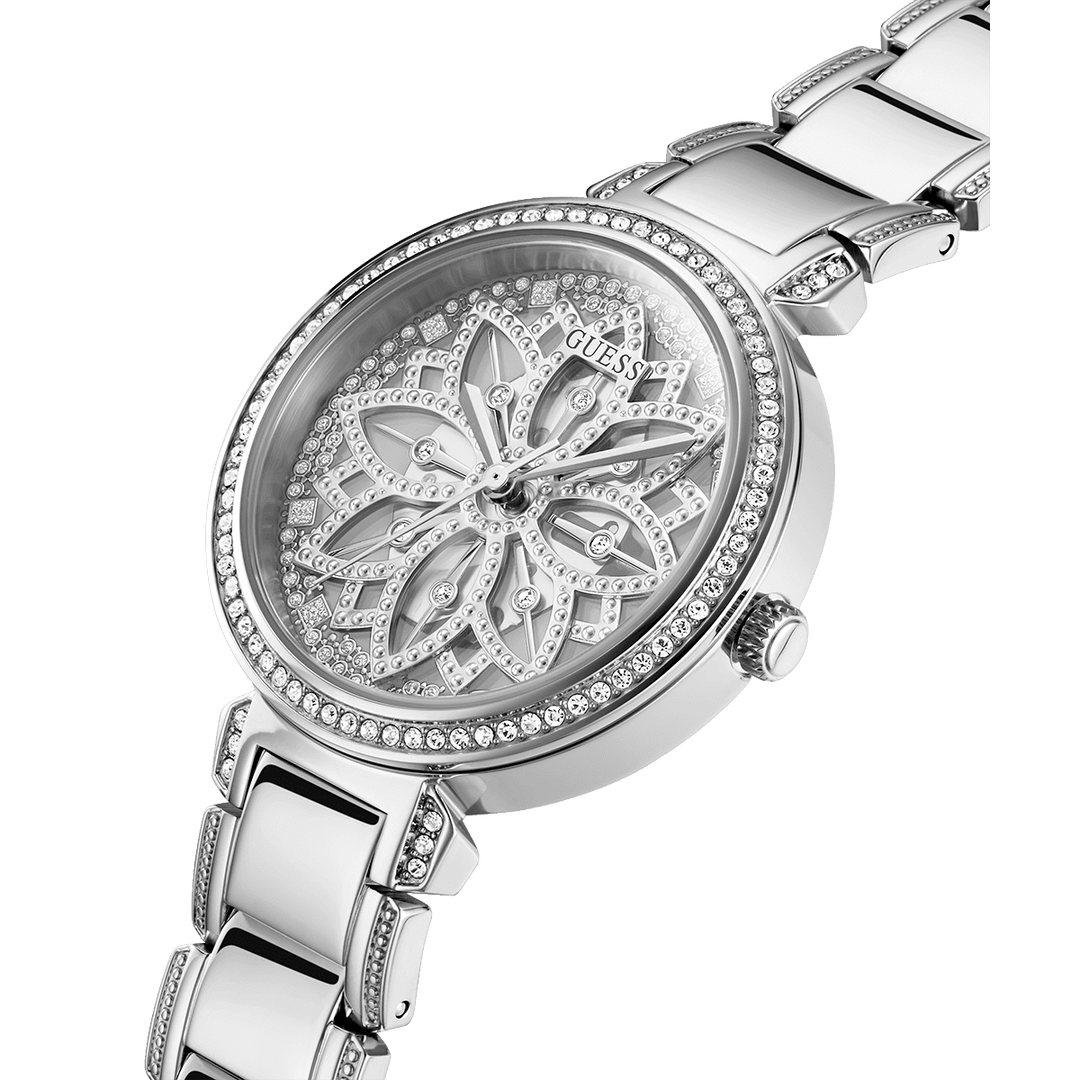 GUESS Ladies Silver Tone Analog Watch