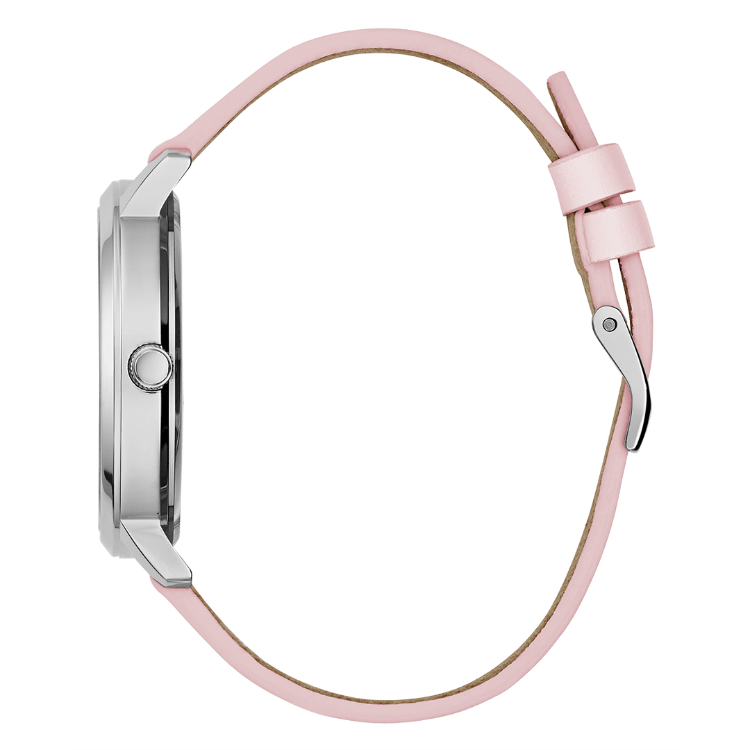 GUESS Ladies Pink Silver Tone Analog Watch