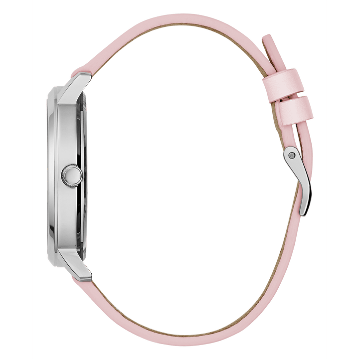 GUESS Ladies Pink Silver Tone Analog Watch