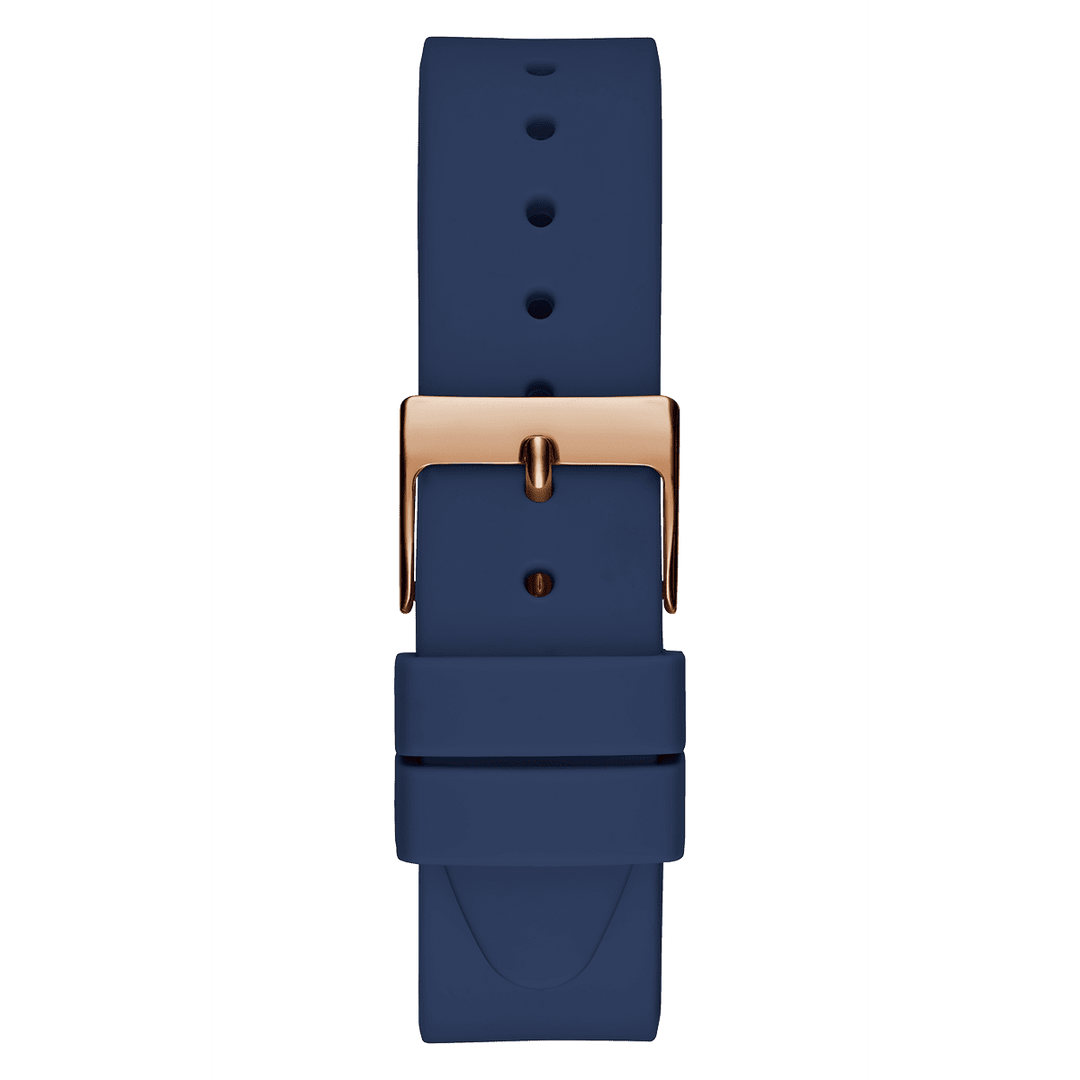 GUESS Ladies Blue Rose Gold Tone Analog Watch