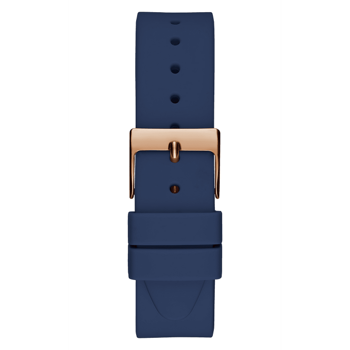 GUESS Ladies Blue Rose Gold Tone Analog Watch