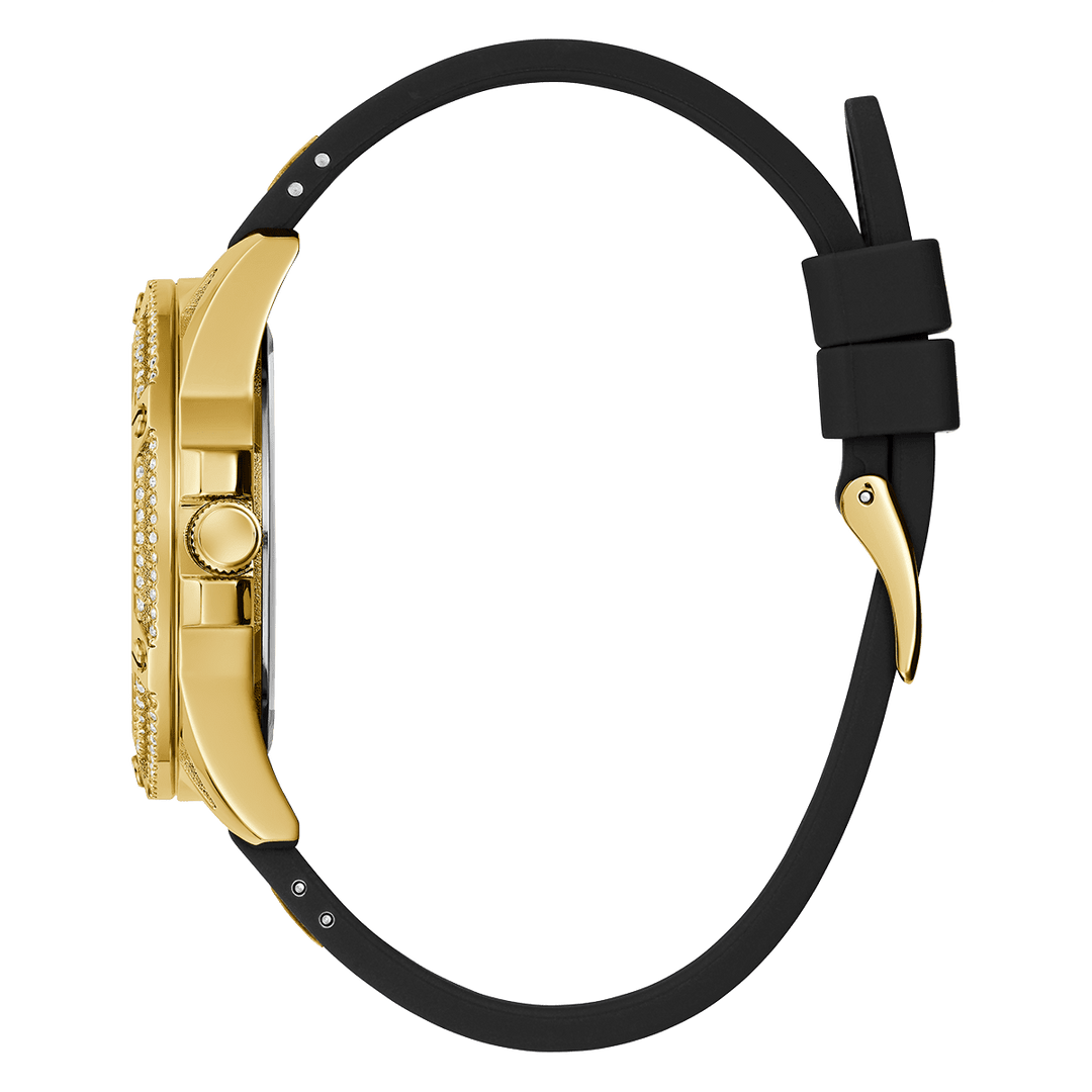 GUESS Ladies Black Gold Tone Multi-Function Watch