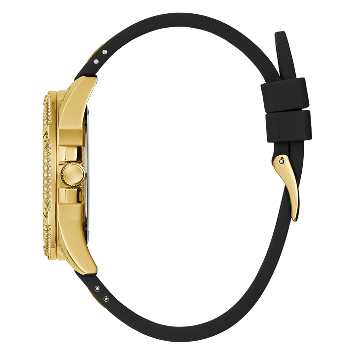 GUESS Ladies Black Gold Tone Multi-Function Watch