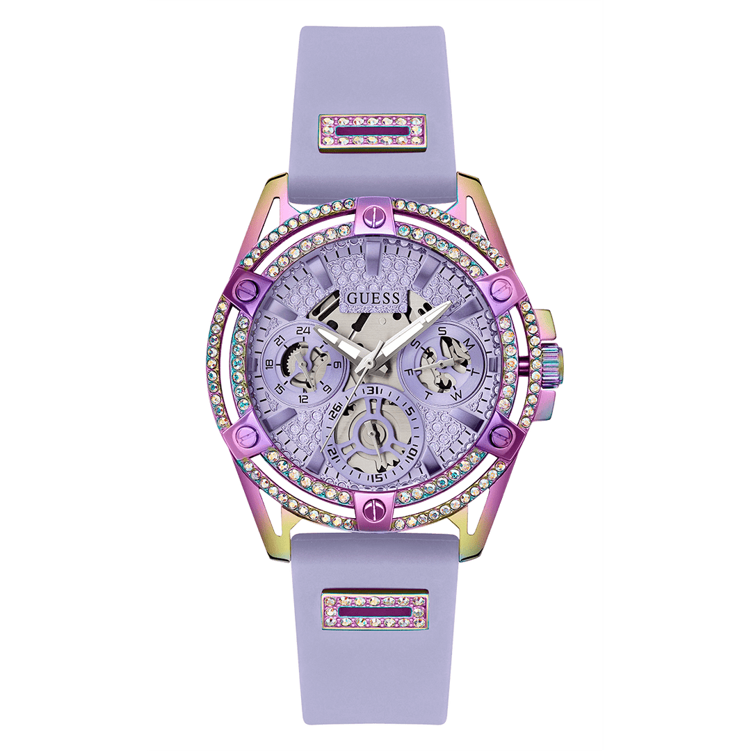 GUESS Ladies Purple Iridescent Multi-Function Watch