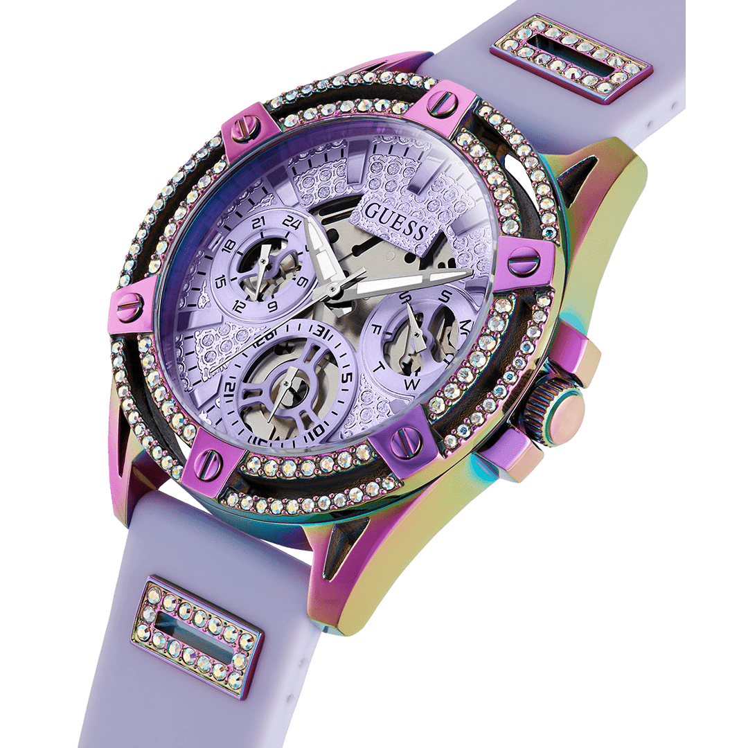 GUESS Ladies Purple Iridescent Multi-Function Watch