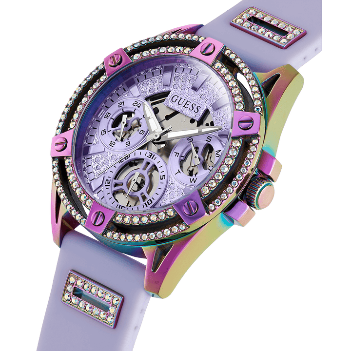 GUESS Ladies Purple Iridescent Multi-Function Watch