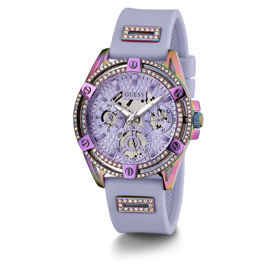 GUESS Ladies Purple Iridescent Multi-Function Watch