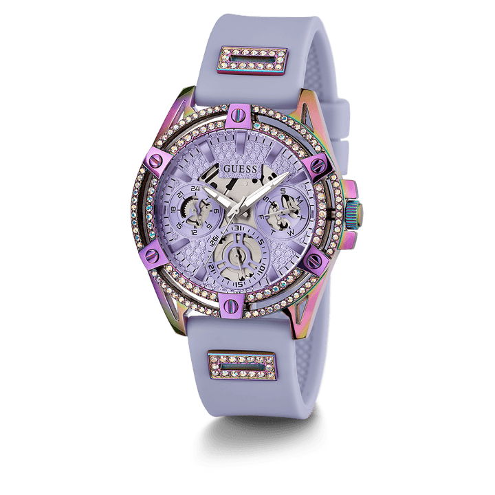 GUESS Ladies Purple Iridescent Multi-Function Watch