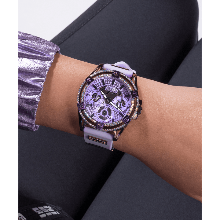 GUESS Ladies Purple Iridescent Multi-Function Watch