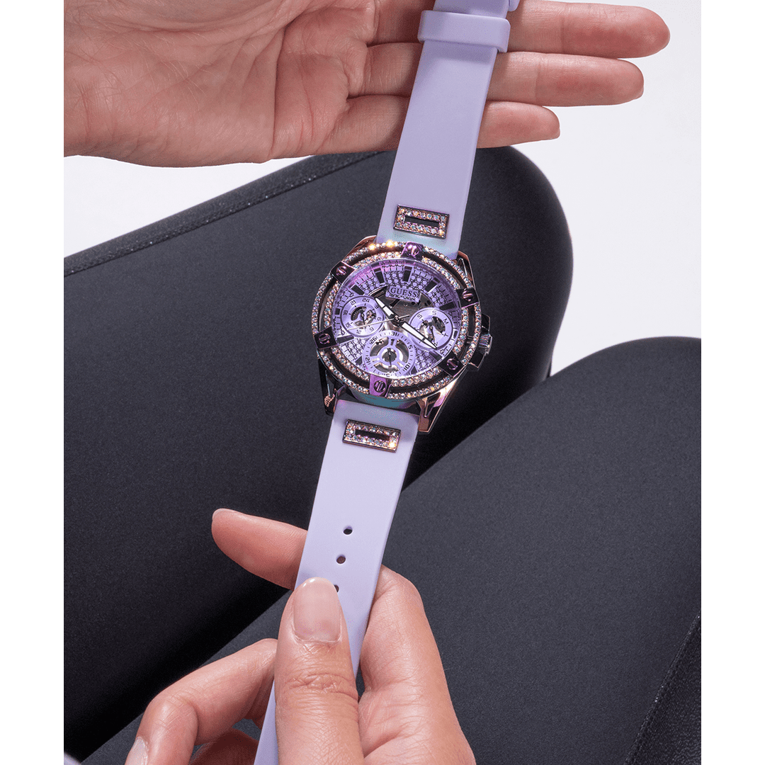 GUESS Ladies Purple Iridescent Multi-Function Watch