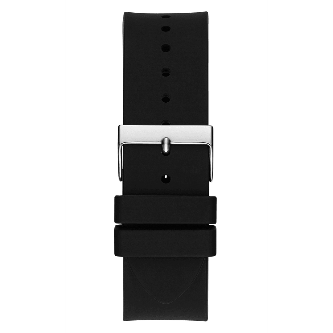 GUESS Mens Black Silver Tone Multi-Function Watch