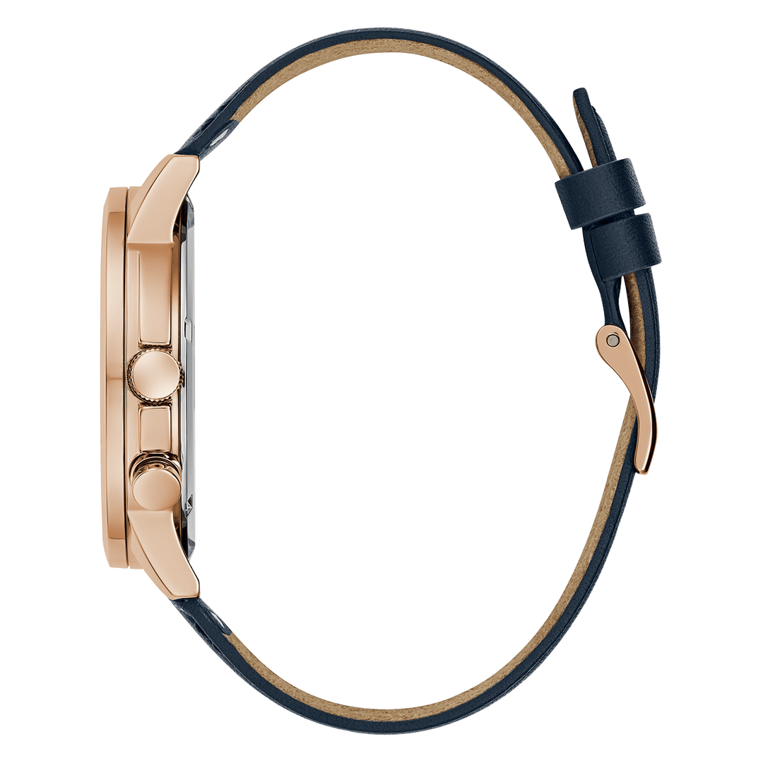 GUESS Mens Navy Rose Gold Tone Multi-Function Watch
