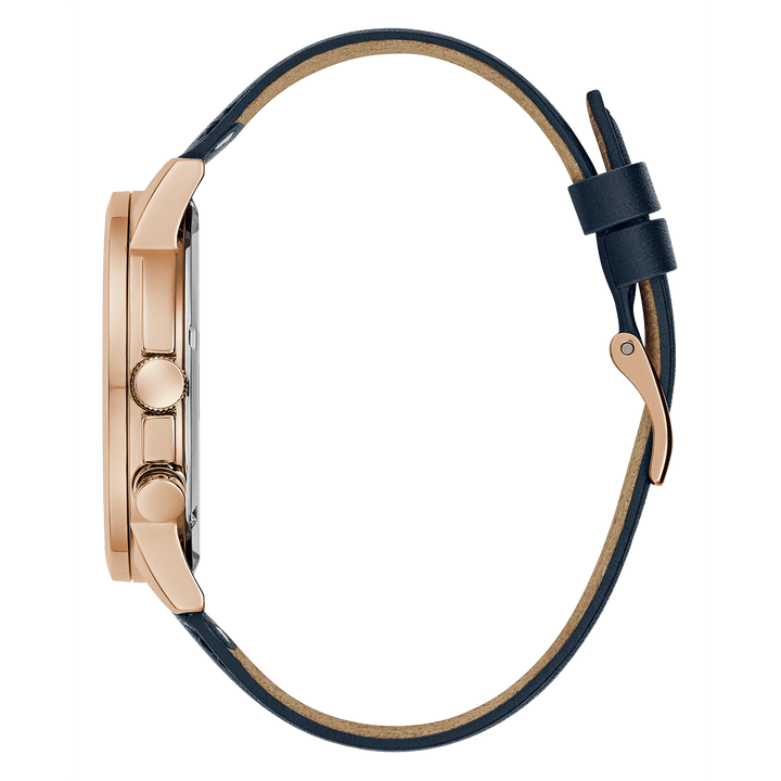 GUESS Mens Navy Rose Gold Tone Multi-Function Watch