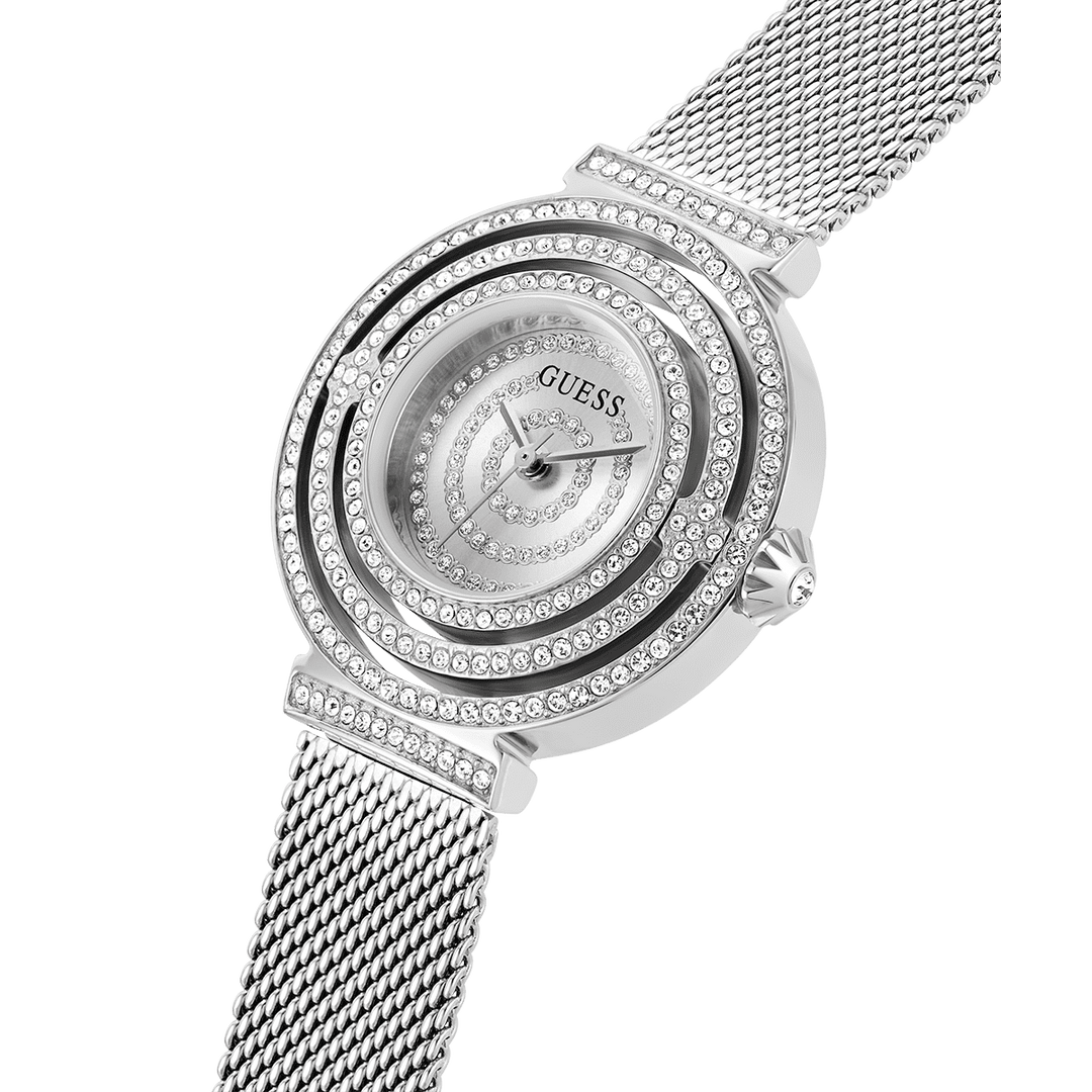 GUESS Ladies Silver Tone Analog Watch