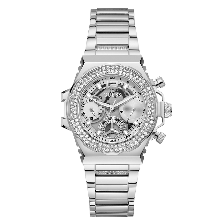 GUESS Ladies Silver Tone Multi-Function Watch