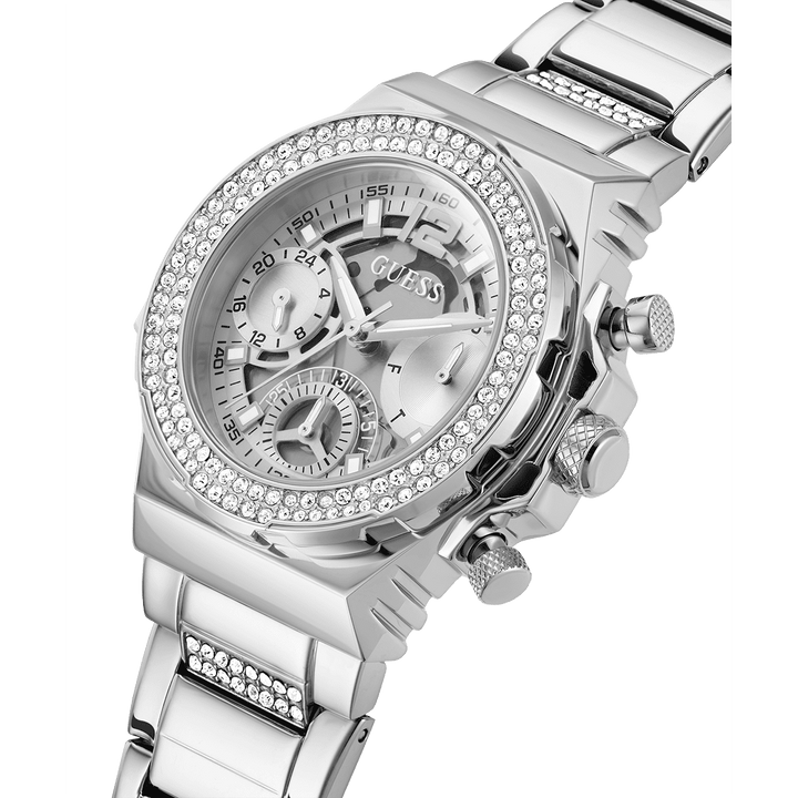 GUESS Ladies Silver Tone Multi-Function Watch