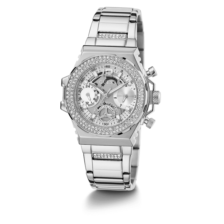 GUESS Ladies Silver Tone Multi-Function Watch