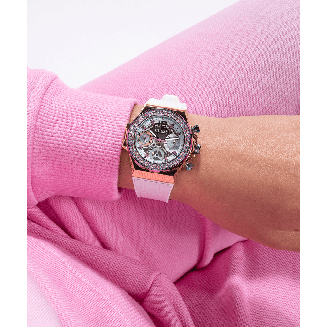 GUESS Ladies White 2-Tone Multi-Function Watch