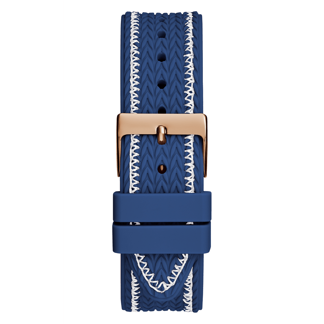 GUESS Ladies Blue Rose Gold Tone Multi-Function Watch