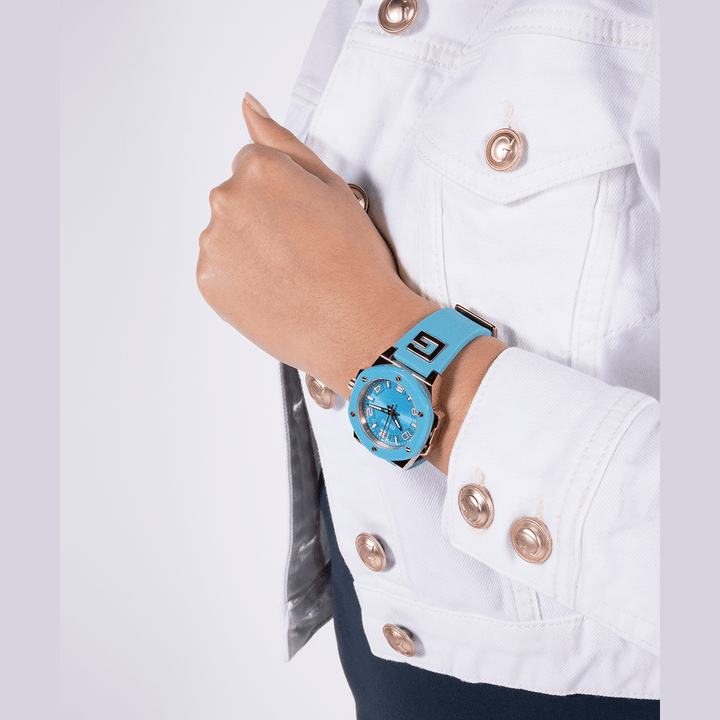 GUESS Ladies Turquoise 2-Tone Analog Watch