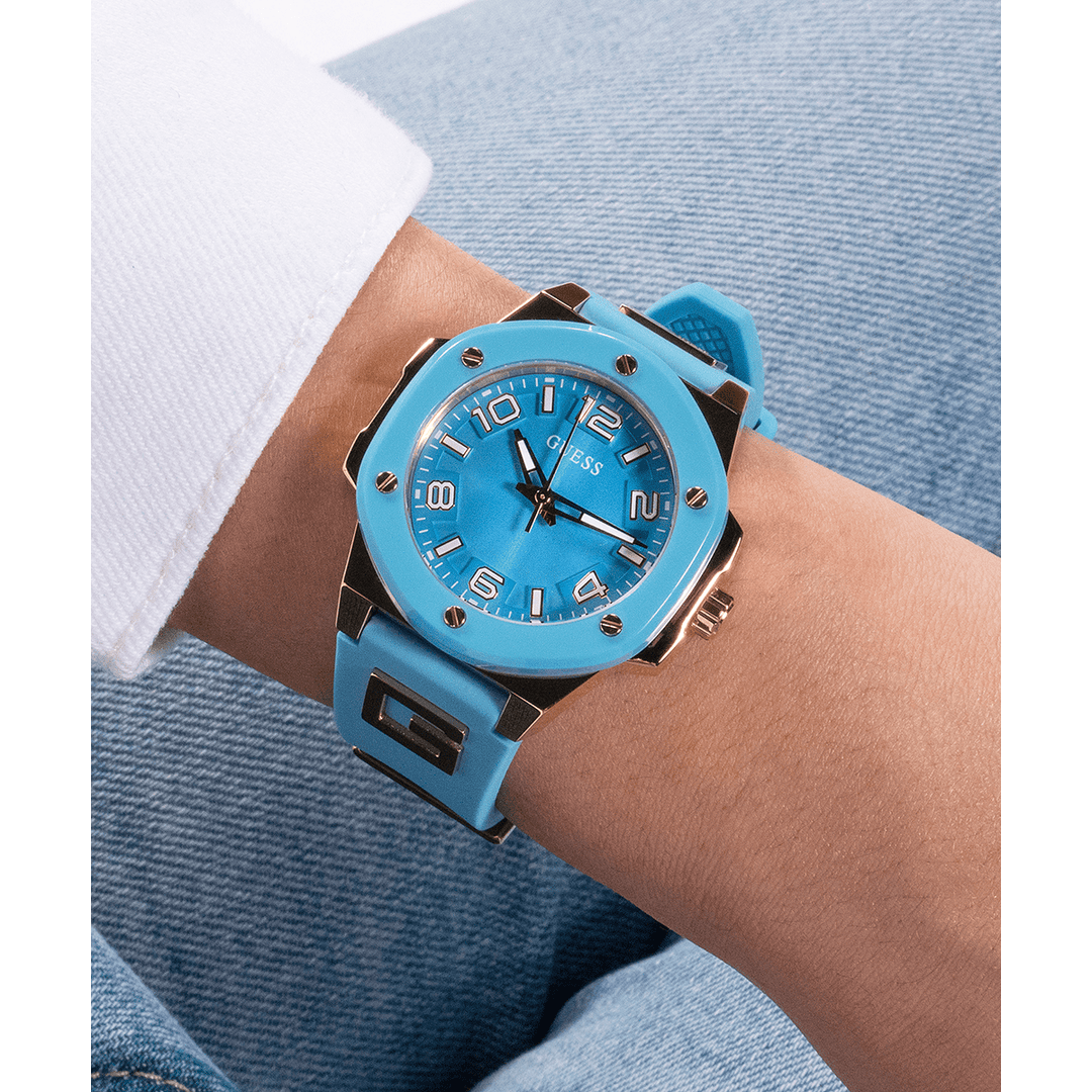 GUESS Ladies Turquoise 2-Tone Analog Watch
